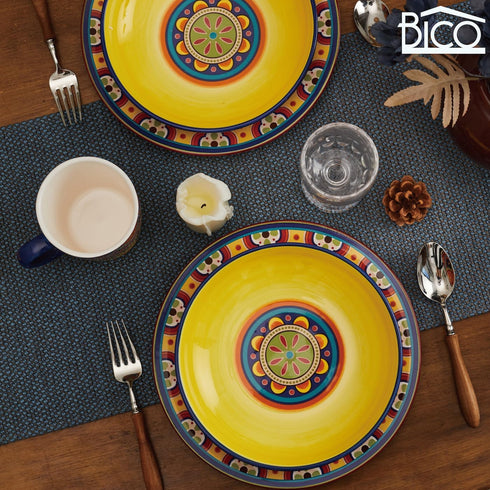 Bico Tunisian Ceramic Dinner Bowls, Set of 4, 35oz, Microwave & Dishwasher Safe