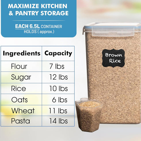 WHITE FEATHER SUPPLIES 2 PC Large Flour Sugar Storage Containers, Leak Proof, BPA Free, Clear Plastic