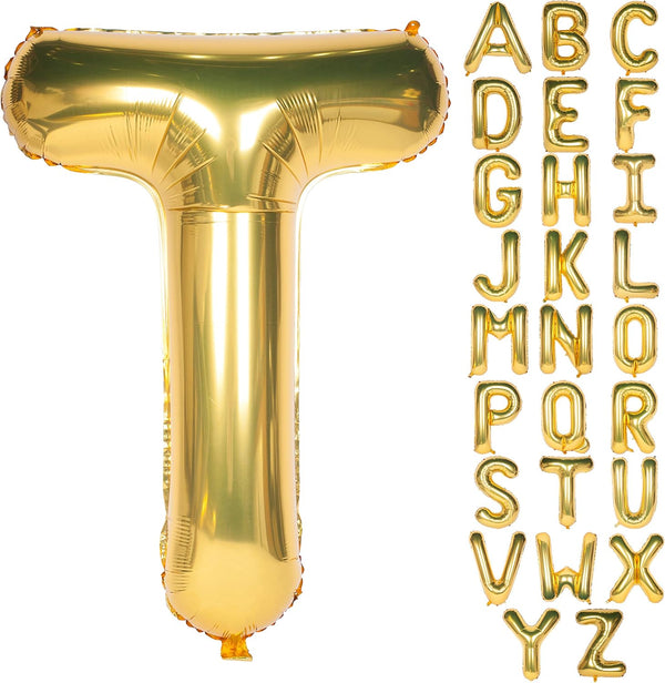 Letter Balloons 40 Inch Giant Jumbo Helium Foil Mylar - Party Decorations Gold T
