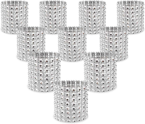 KPOSIYA Napkin Rings, Pack of 60 Rhinestone Diamond Adornment for Wedding Receptions, Dinner or Holiday Parties