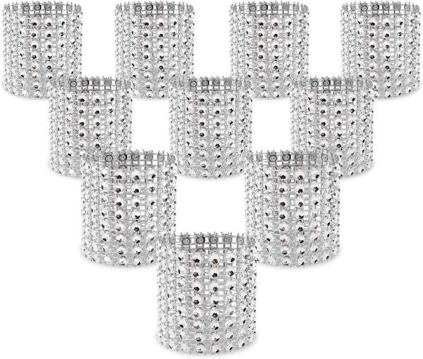 KPOSIYA Napkin Rings, Pack of 60 Rhinestone Diamond Adornment for Wedding Receptions, Dinner or Holiday Parties