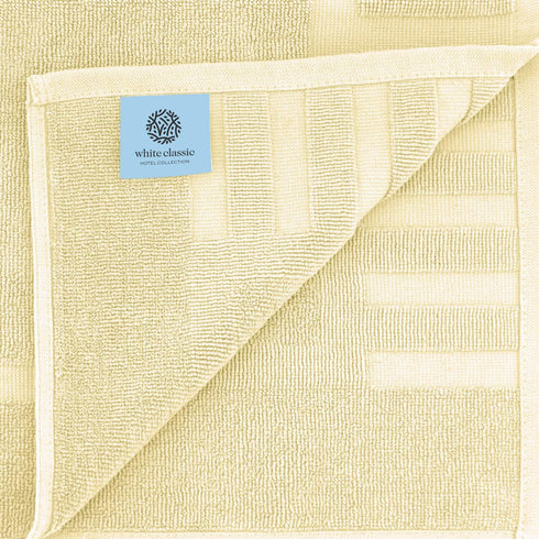 White Classic Luxury Bath Mat Set - 2 Pack Absorbent Cotton Hotel Spa Shower/Bathtub Mats 22"x34" | Beige
