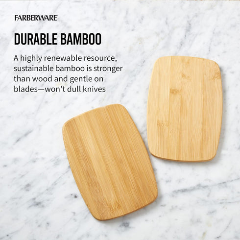 Farberware 4-Piece Reversible Bamboo Cutting and Charcuterie Board Set, Assorted Sizes