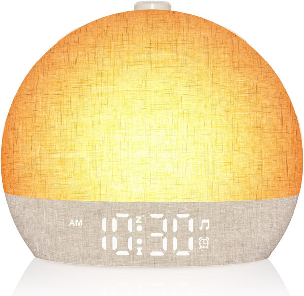 ARUQO Wake Up Light Sunrise Alarm Clock, White Noise Sound Machine with 30