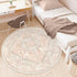 5ft LIVEBOX Washable Peachy Pink Rug - Medallion Vintage Circle Rugs for Bedroom, Low-Pile Tribal Print Carpet