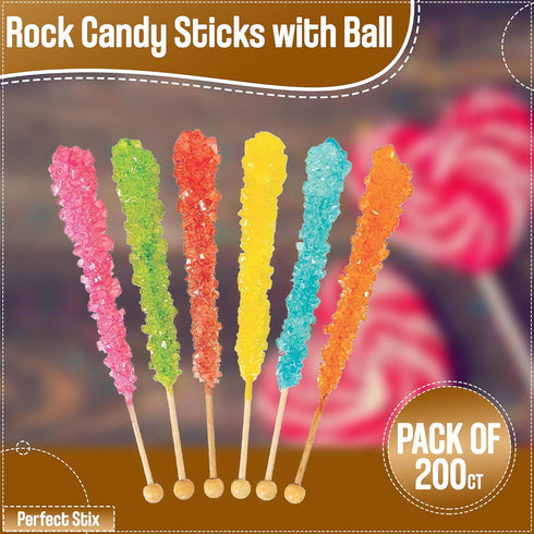 Perfect Stix LB60-200 Rock Candy Sticks with Ball, 0.1" Height, 0.2" Width, 6" Length, Pack of 200
