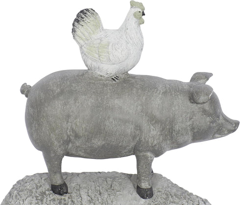 Deco 79 Polystone Farm Animals Decorative Sculpture, Stacked Home Decor Statue, 9" x 4" x 12", Gray