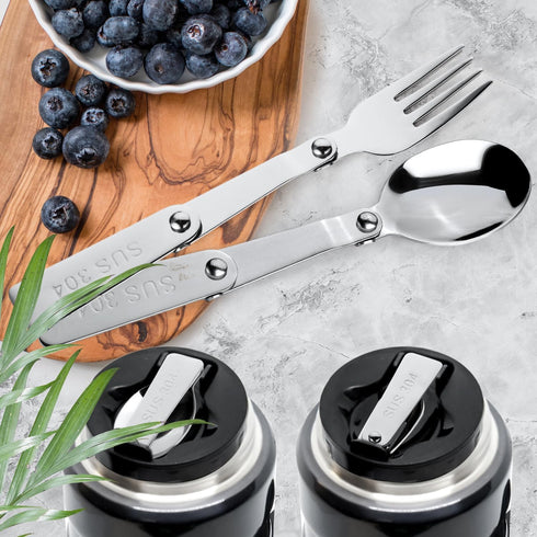Spoon Fork for THERMOS FUNTAINER Food Jar, Multifunctional Folding Tableware for Travel