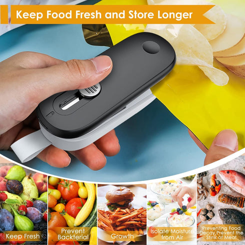 FEPPO Mini Bag Sealer, 2 in 1 Heat Sealer with Cutter, Portable Resealer Machine for Food Storage Snacks