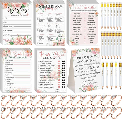 Sosation 331 Pcs Bridal Shower Games Supplies, 5 Sets (50 Cards Each)
