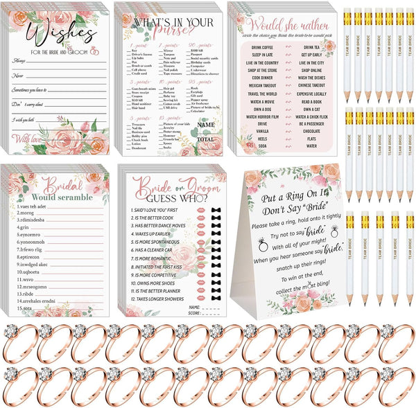 Sosation 331 Pcs Bridal Shower Games Supplies, 5 Sets (50 Cards Each)