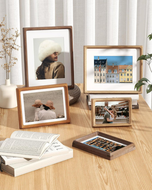 6x8 5x7 6x8 RICHFOCUS Picture Frame USA-Sourced Natural Walnut Solid Wood Photo Frame Handcrafted Rounded Corner Wooden