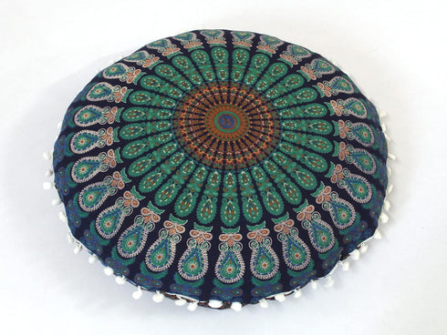 22 Inch CRAFT KALA Meditation Floor Pillows Cover Round Pillow Seating Hippie Decorative Adults Bohemian Mandala Circle