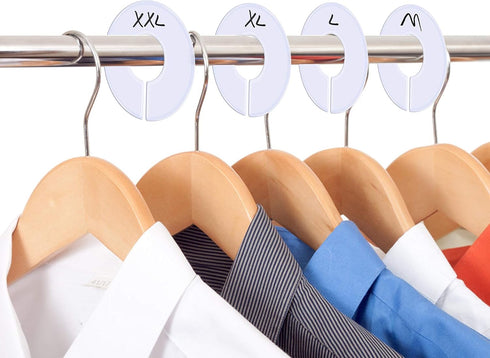30 Pack White Round Closet Rack Dividers Hangers with 1 Bonus Marker - Clothing Size (Outer 3.5 , Inner 1.38 Diameter)