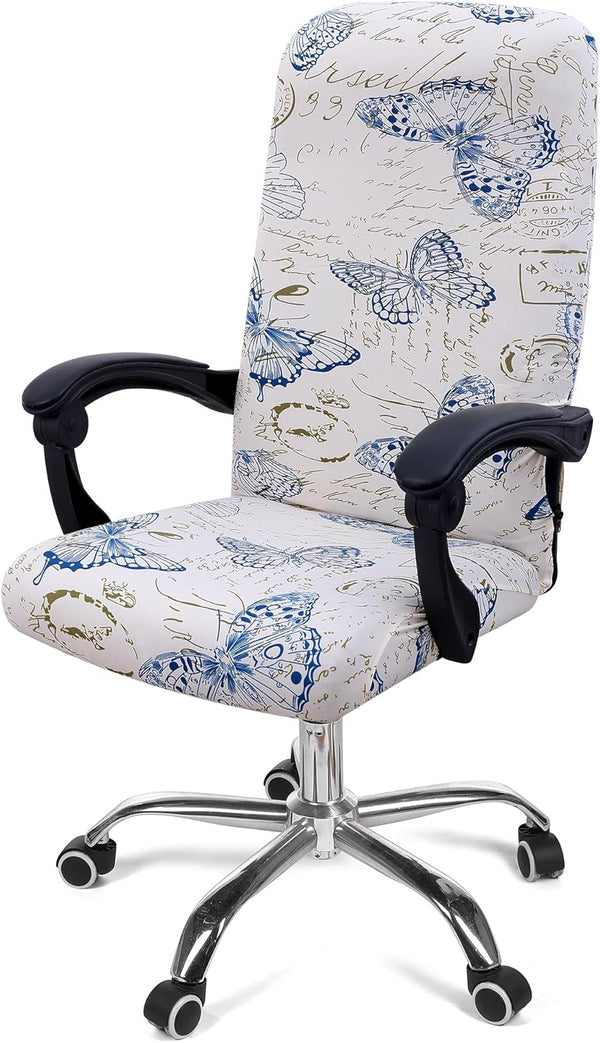smiry Stretch Printed Computer Office Chair Covers, Removable Washable Anti-Dust Spandex Chair Protector