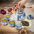 Set, 4 Japanese Tea Ceramic Floral Tea Pot and Pieces Cups with Infuser Bamboo Handle, Traditional Bone China Teapot