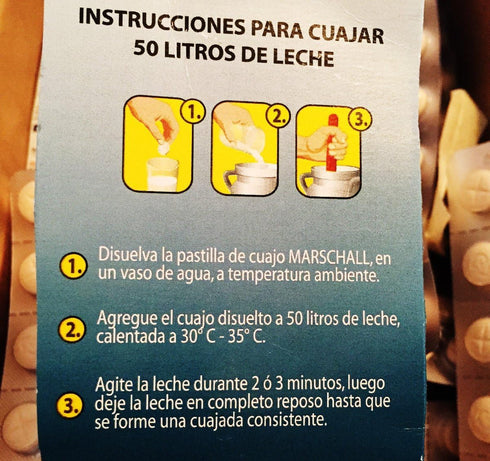 Danisco 10 50 Tablets of Vegetable Cuajo Marschall Coagulant Tablets for Cheesemaking: Rennet Tablets for Hacer Queso