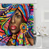 African American Woman Shower Curtain, Waterproof Polyester Bathroom Decor Set with 12 Hooks, 72 x 72 Inches