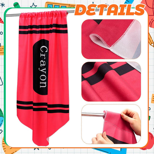 6 Decor(36" 24") SmoothNovelty Pcs School Classroom Curtains Back to Classroom Rainbow Colorful Crayon Curtains