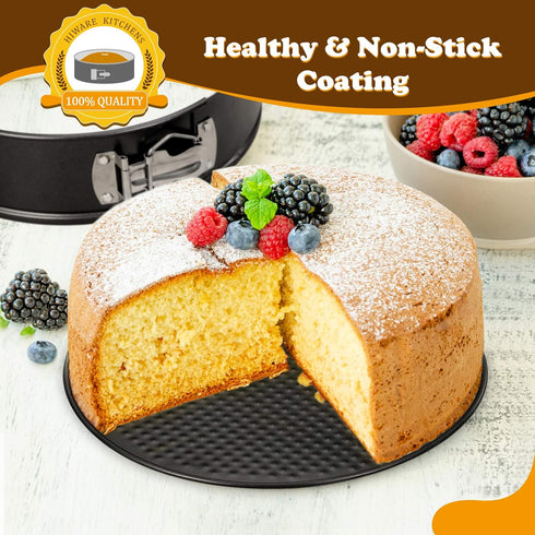 HIWARE 8 Inch Non-stick Springform Pan, Leakproof Cheesecake Pan with Removable Bottom and 50 Pcs Parchment Paper