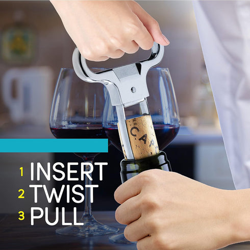 Ah So Wine Opener - Two Prong Cork Puller with 2 Wine Stoppers for Wine Bottles - Stainless Steel Ideal for Removing
