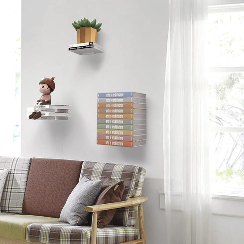 3-Pack STORAGE MANIAC Floating Book Shelves for Wall Mounted Invisible Floating Bookshelves Heavy-Duty Steel Hidden