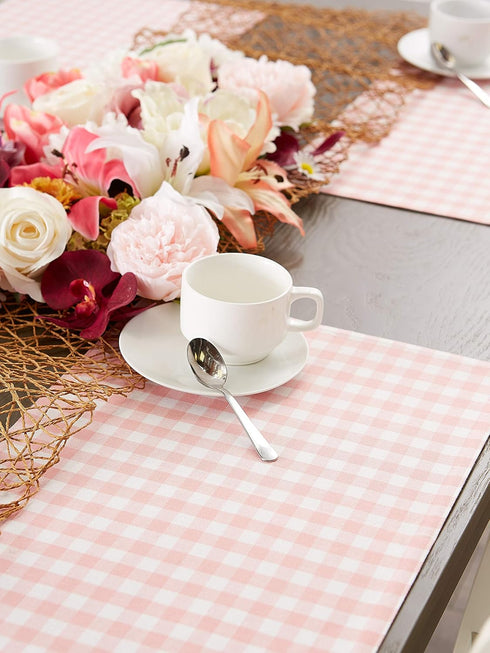 DII Pink Gingham Check Tabletop Collection, Placemat Set