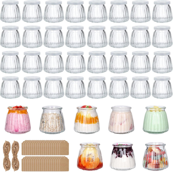 4oz Small Glass Jars 40Pack, Clear Glass Pudding Jars with PE Lids