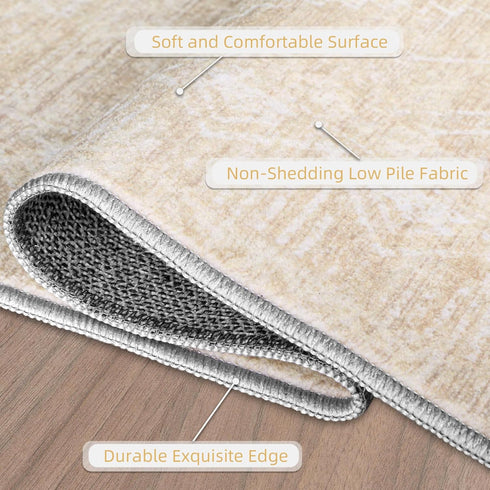 Moroccan Area Rug 2x3, Washable Distressed Non-Slip Small Rug, Soft Low-Pile Geometric Indoor Door Mat