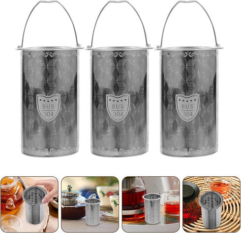 Luxshiny 3pcs Tea Strainers for Loose Tea, Stainless Steel Mesh Strainer, 9cm Tea Infuser Insert for Teapot Mug Cup
