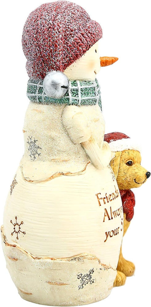Pavilion Gift Company 5 Inch Collectible BirchHearts Snowman Figurine, "Friends are Always by Your Side"