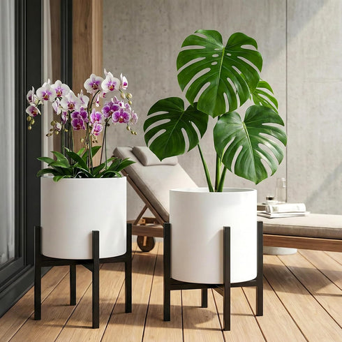 12" 12 Inch FaithLand Mid Century Plant Stand Indoor Outdoor (EXCLUDING Plant Pot) , Hold Up to Planter, Metal Planter