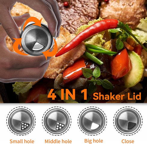 Mlici 6PC Spinning Glass Spice Jars, 360° Rotating Spice Rack Organizer with Stainless Steel Holder for Kitchen