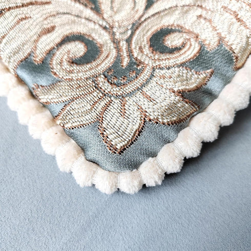 Set 2 18x18inFlowers of Vintage Blue Embroidered Throw Pillows Covers Retro European Pillow Covers for Sofa Couch