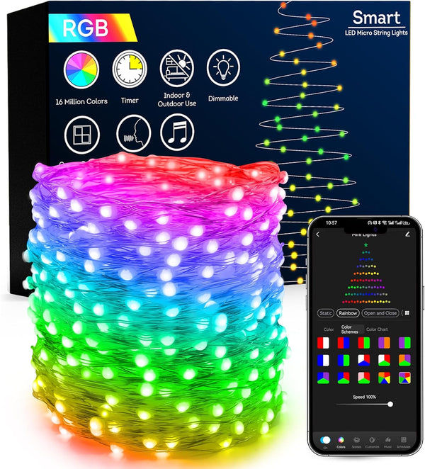 Brizled Smart Christmas Fairy Lights - 66FT 200 LED RGB Color Changing String Lights, WiFi App Controlled