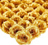 50 Pack Gold Roses Artificial Flowers, 3 Inch Stemless Fake Silk Roses for Wedding Decorations, Faux Bouquets
