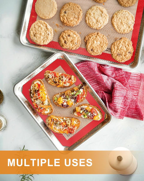 Silicone Baking Mat Set of 5, Nonstick & Reusable Bakeware Mats for Cookies, Macarons, Bread