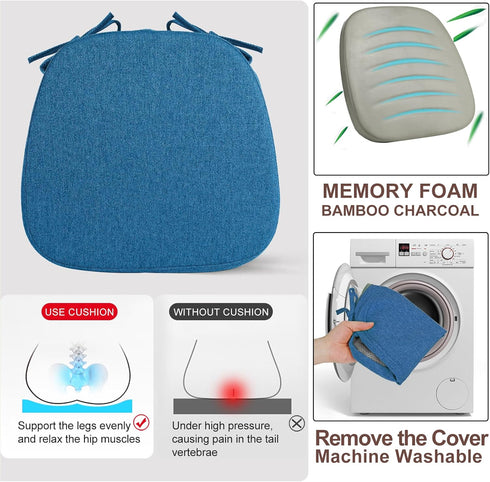 1 Pack 16" (1 SINOSSO Memory Foam Chair Cushions for Dining Chair, Friendly Woven Fabric U-Shape Comfortable Kitchen
