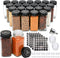 Maredash 24pcs Spice Jars with180 Labels,Glass Spice Jars, Seasoning Containers,Seasoning Organizer,Include black metal