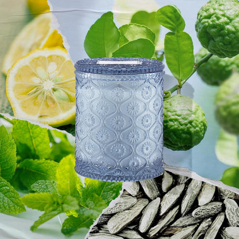 LA JOLIE MUSE Lemon Candle, Citrus Mint Scented Candles for Home, Natural Soy Blue Candle, 6 Oz with 40 Hour Burn