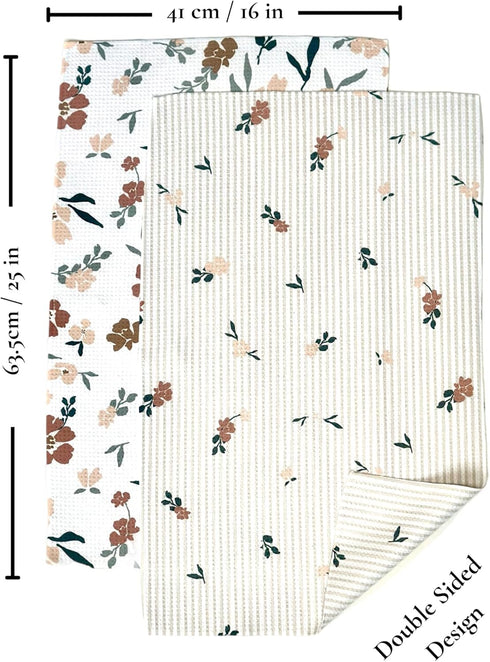 Trig 2 Pack. Kitchen Towel. Tea Towel. Dish Cloth. Double Sided Design. Quick Dry Waffle Weave Microfiber. Highly