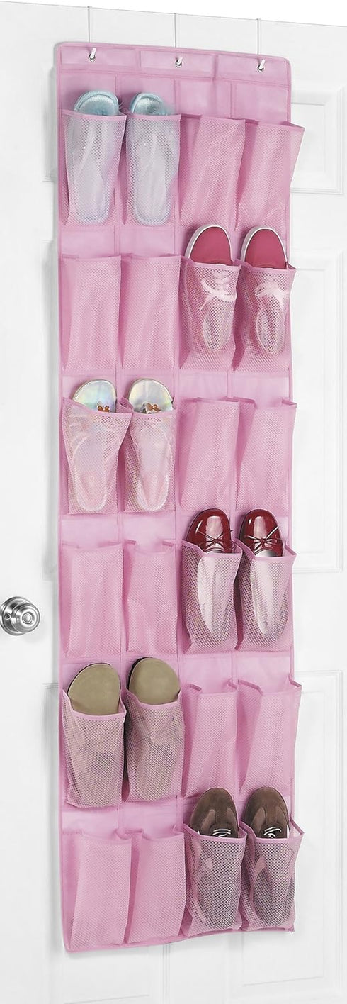 24 Whitmor Pocket Over the Door Shoe Organizer - Pink