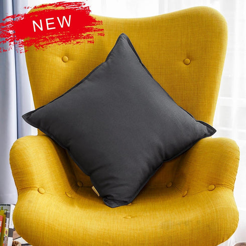 Jeanerlor Cotton Linen Soft Solid Decorative Square Throw Pillow Covers, Dark Grey, 24 x 24 Inch (60 x 60cm)