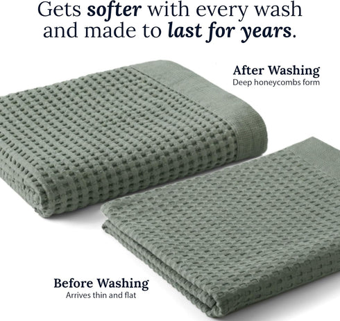 Set 4, GILDEN TREE Waffle Bath Towels Wash Cloths for Showering, Exfoliating Washcloth Quick Dry Towel, Face Towels