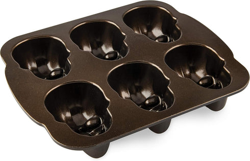 Nordic Ware Halloween Bakeware - Haunted Skull Cakelet Pan in Bronze