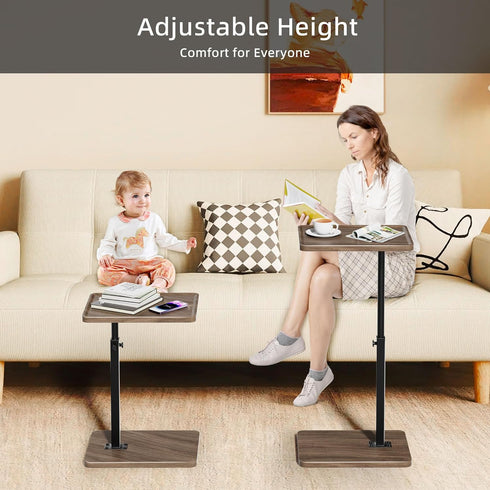 Height,360Swivel LAKEMID C Table End Table Adjustable Sofa Table Tray for Small Spaces,Couch Tables That Slide Under,C