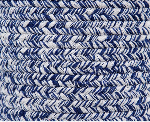 Super Area Rugs Farmhouse Braided Rug - Cotton Kitchen Reversible Carpet, Blue & White, 8" X 28" - Single Stair Tread