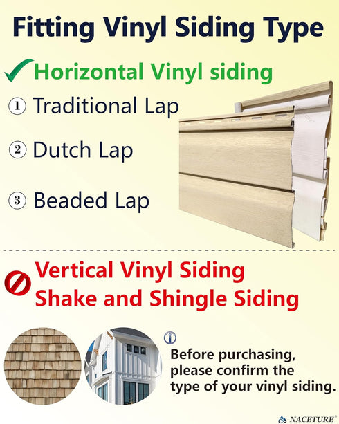 NACETURE 20 Pack Heavy Duty Vinyl Siding Hooks for Hanging Decor, No Hole Needed - Horizontal & Vertical