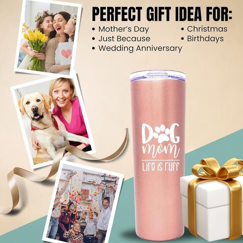 Brooke & Jess Designs Dog Mom Tumbler, Dog Lovers Gifts for Women - Dog Mom Cup, Coffee Mugs