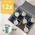 Coffee Mug Storage Box with Dividers - Durable China Storage Container for 12 Mugs, Stackable with Lid (Grey)